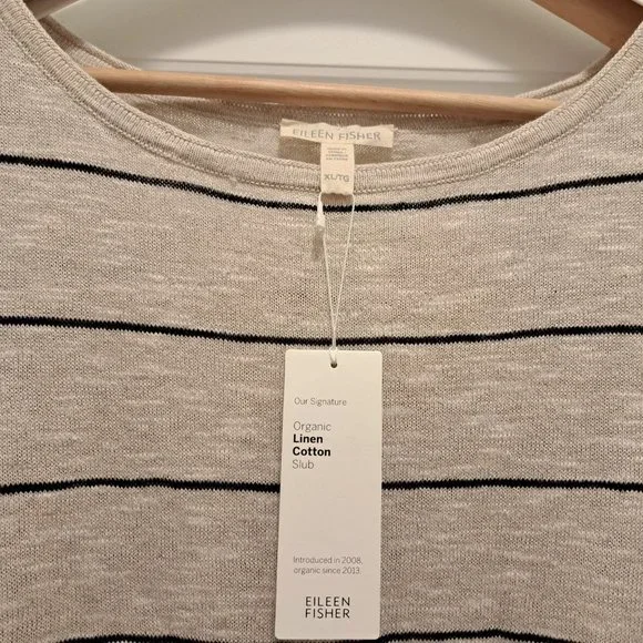 Eileen Fisher Striped Bateau Neck Hi-Low Top, Size XL , New with tag - Picture 5 of 8